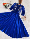 OC 230 Heavy Viscose  Velvet With Heavy Embroidery Sequence Work With Full Sleeves Gown Exporters In India